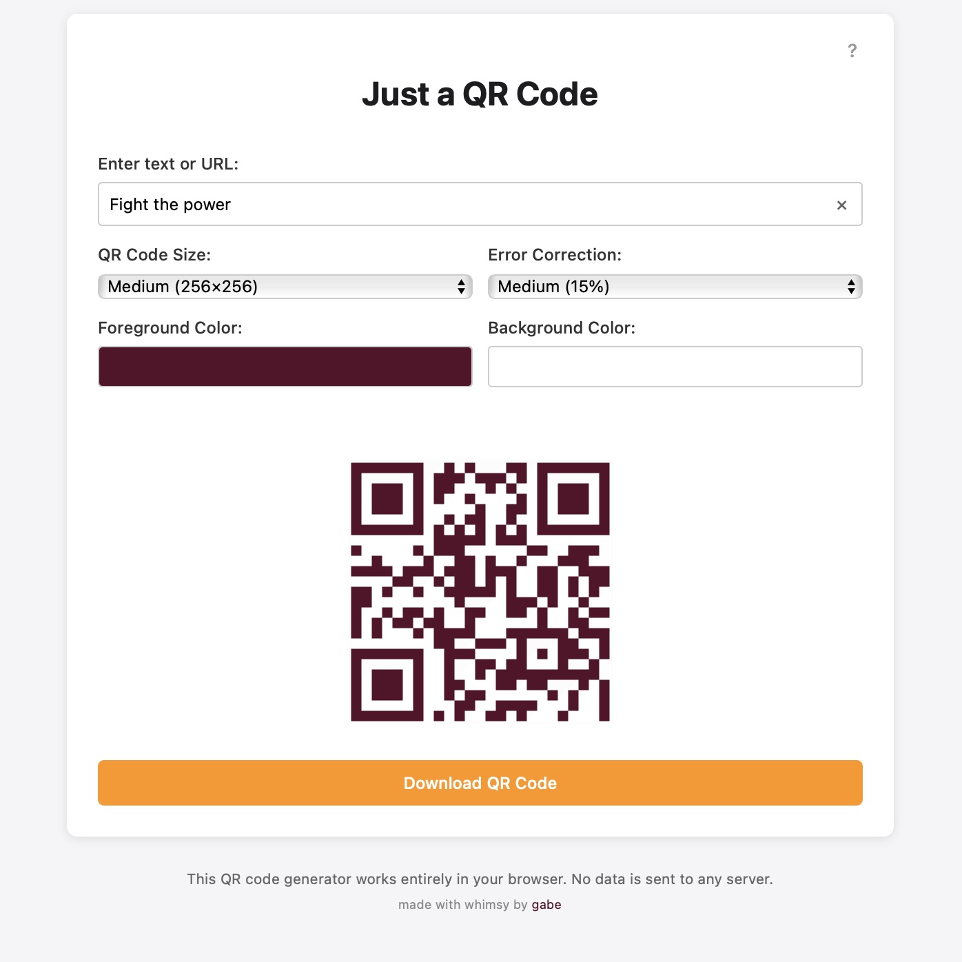 Just a QR Code website